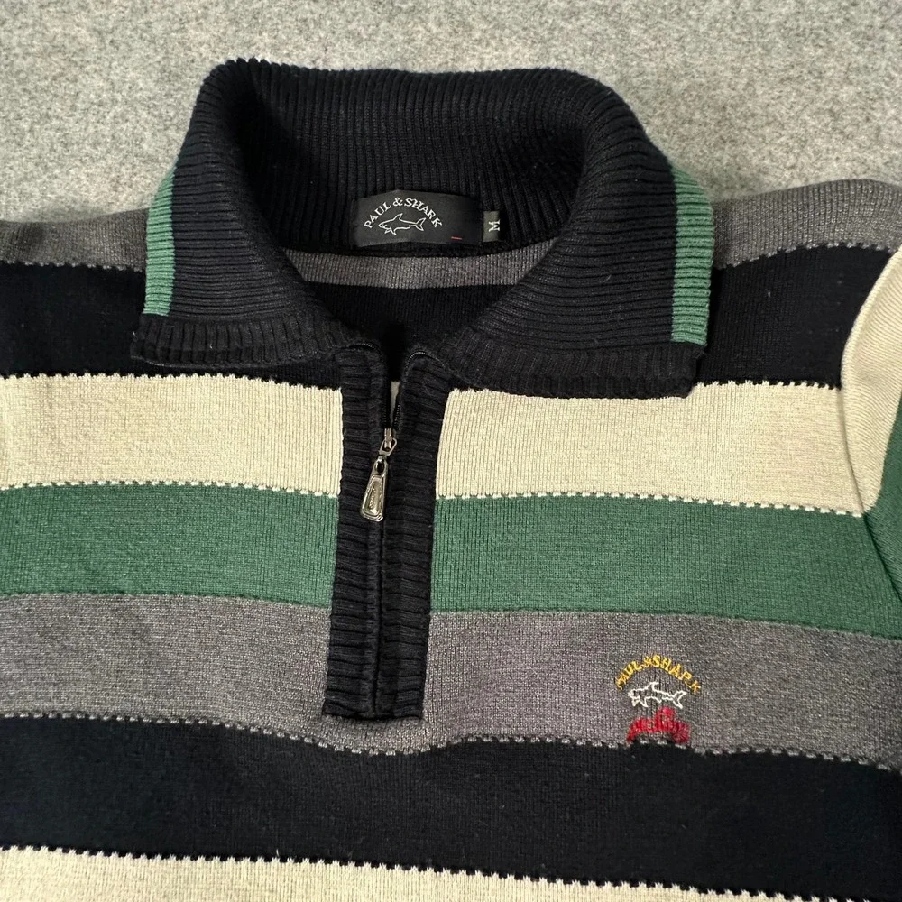 Paul‎ & Shark Yachting Quarter Zip Sweater Mens Medium Multicolor Striped Wool